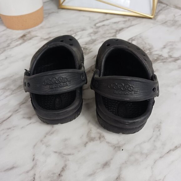 CROCS KID'S TODDLER CLASSIC CLOG BLACK WITH STRAP UNISEX SIZE C 4/5 - Picture 6 of 6